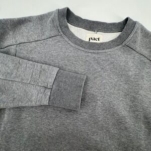 Pact Mens Gray Sweatshirt Pockets Organic Cotton Recycled Polyester Size Small